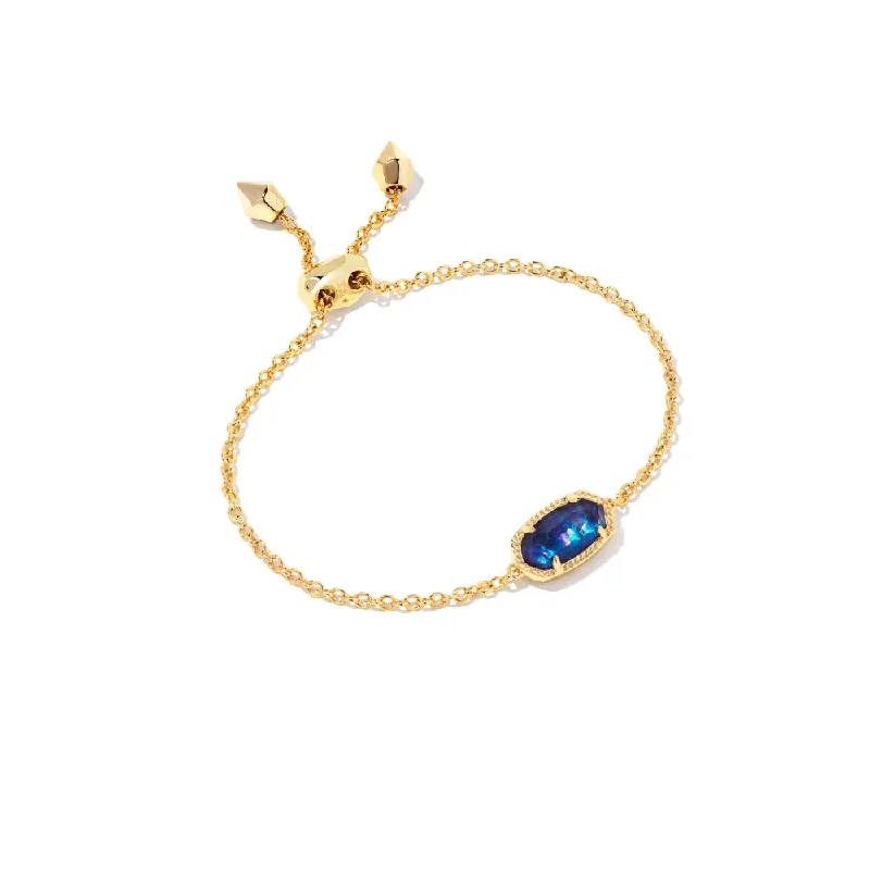 Gold bangles and bracelets for women -Kendra Scott Elaina Delicate Chain Bracelet in Gold Navy Abalone