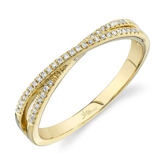 Women bold statement rings -Shy Creation .09ctw Diamond X Band