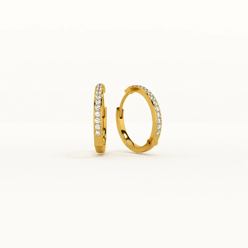 Women stacking earrings -Timeless Lab Grown Diamond + Gold Vermeil Earring Hoops