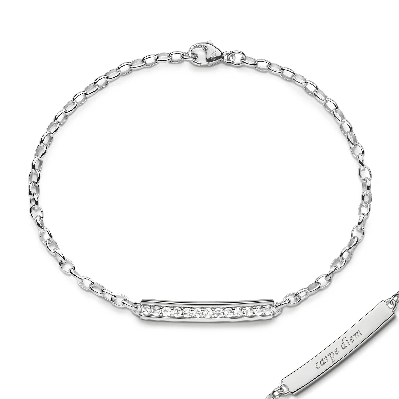 Women classic bangle bracelets -"Carpe Diem" White Sapphire Poesy Bracelet