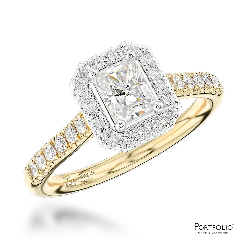 Women luxury rings -Cluster 0.51ct E SI1 Diamond Yellow Gold/Platinum Ring