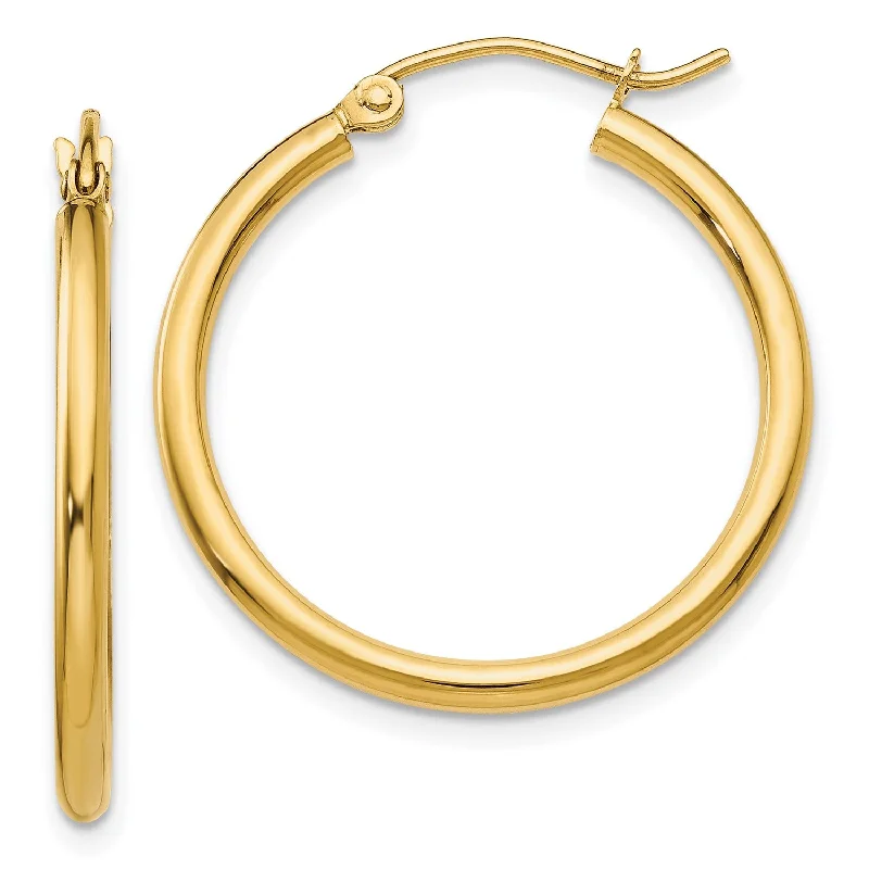 Women gold-plated earrings -14KT Yellow Gold 25X2MM Hoop Earrings