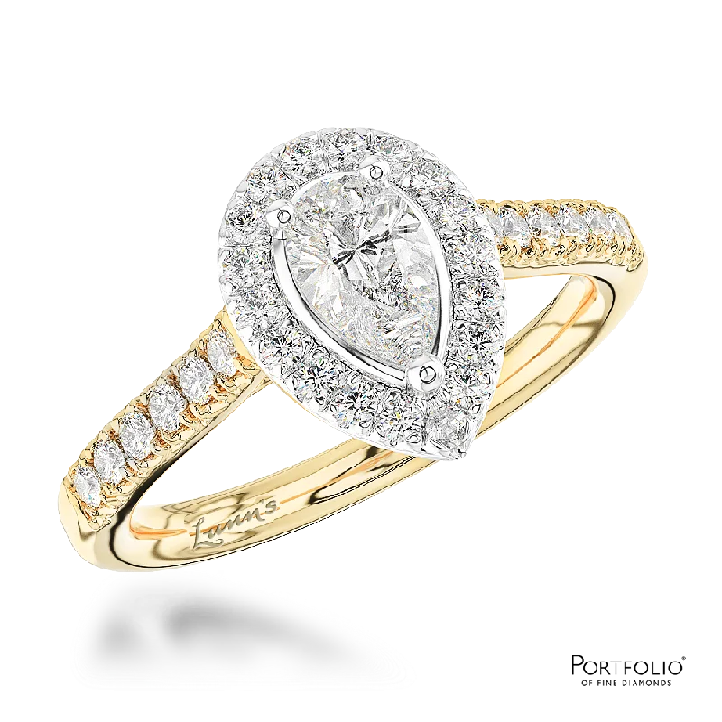 Women custom engagement rings -Cluster 0.30ct D SI1 Diamond Yellow Gold/Platinum Ring