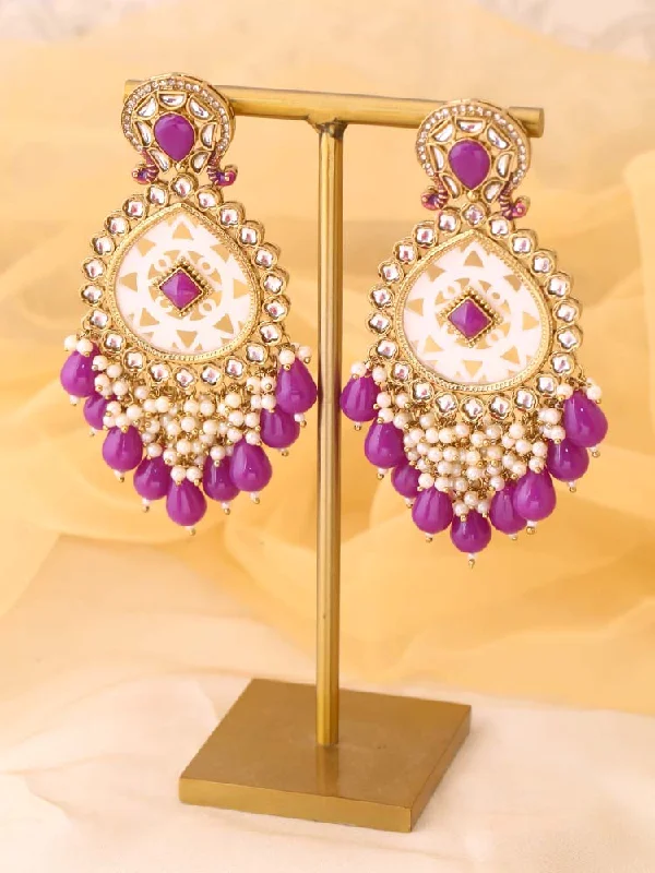 Women clip-on earrings -Purple Bani Chandbalis