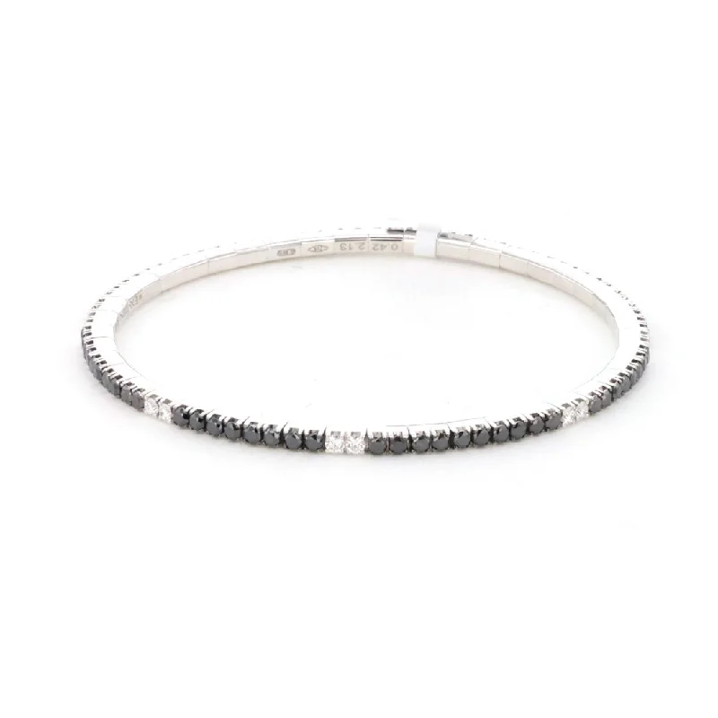 Women trendy beaded bangles and bracelets -Black & White Diamond Stretch Bracelet