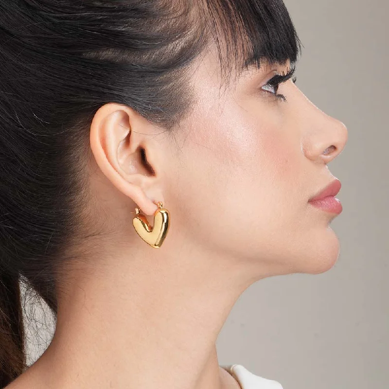 Women gold hoop earrings -Golden Love Hoops