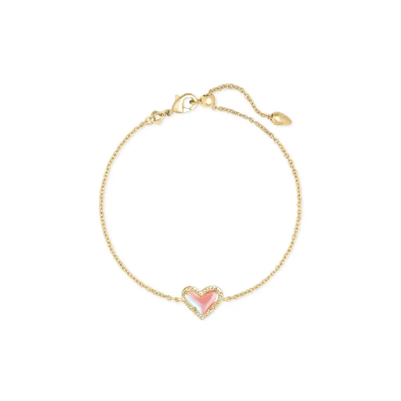 Women trendy beaded bangles and bracelets -Kendra Scott Ari Heart Gold Chain Bracelet