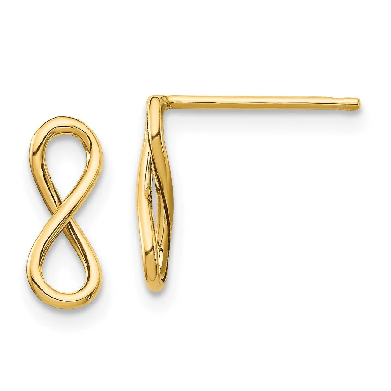 Silver earrings for women -14KT Yellow Gold Stud Infinity Earrings