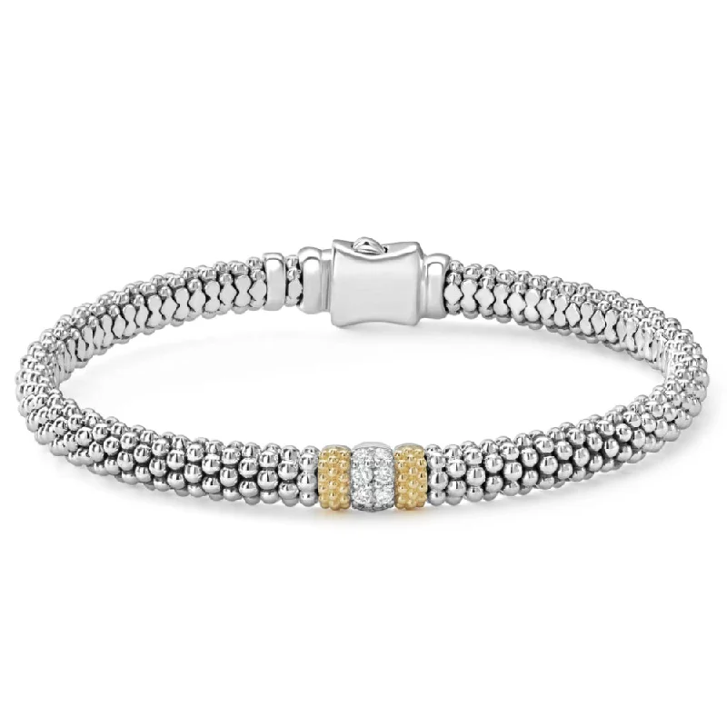 Women customized bangles and bracelets -Lagos Lux Single Station Diamond Caviar Bracelet, 6mm