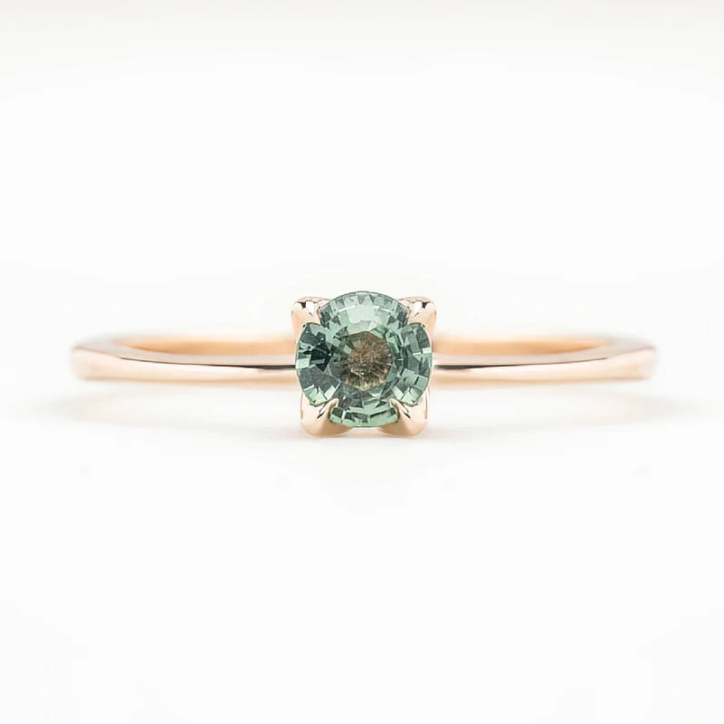 Gemstone-studded engagement rings for women -Sara Ring 4.5mm 0.40ct Aqua Green Unheated Madagascar Sapphire 14K Rose Gold