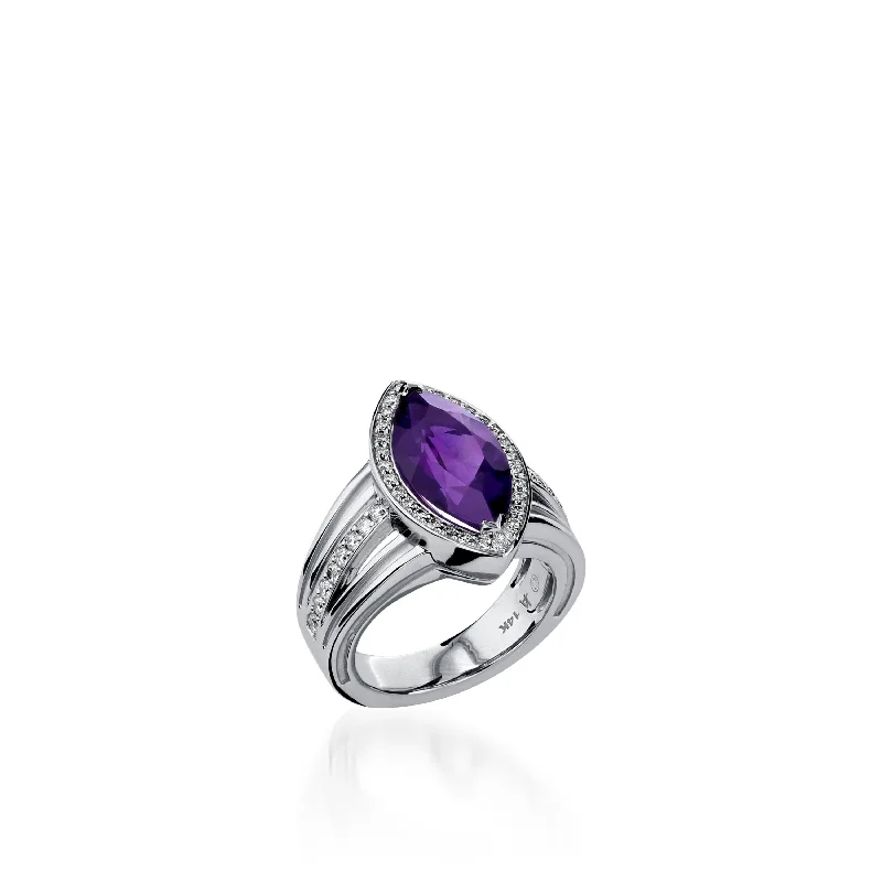 Women solitaire diamond rings -Elixir Gemstone Ring with Diamonds