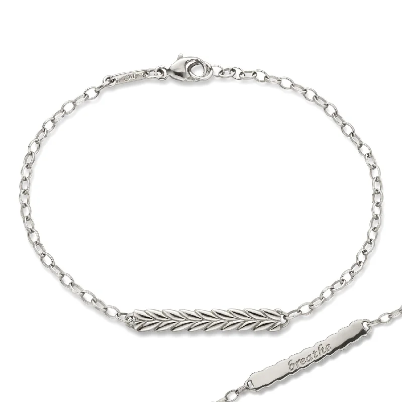 Women fashion bangles and bracelets -"Breathe" Leaf Poesy Sterling Silver Bracelet