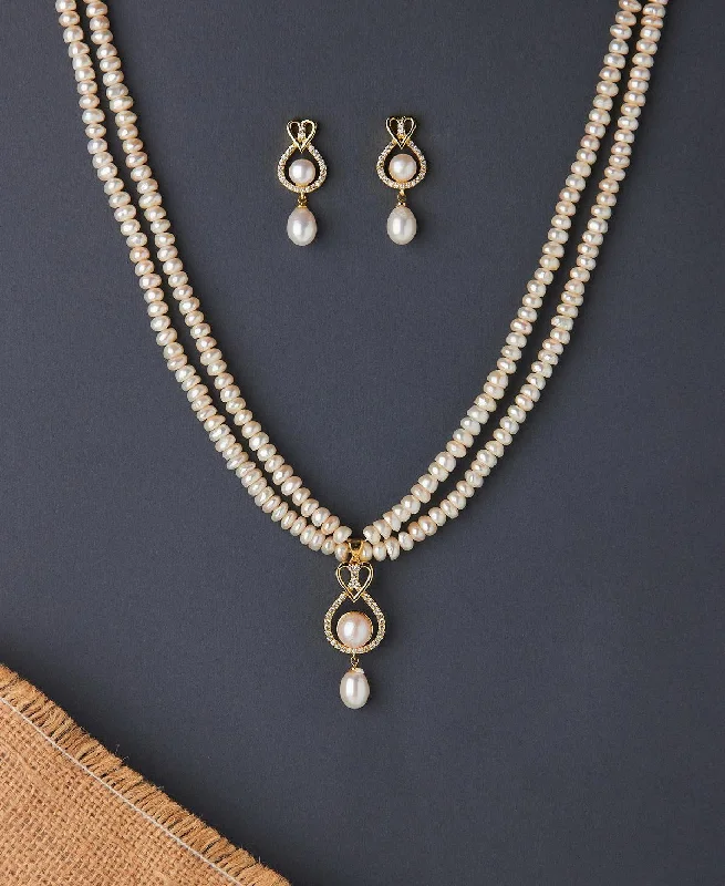 Designer pendant necklaces for women -Simple and Elegant Real Pearl Necklace Set