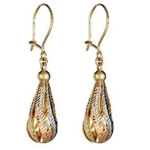 Women fashion earrings -14KT Gold Tri-Color Drop & Dangle Earrings