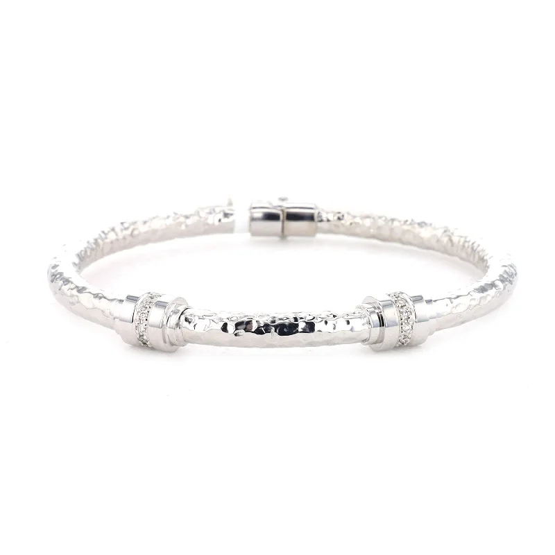 Women luxury gold bangles and bracelets -0.16 ctw Diamond Sterling Silver Bangle Bracelet