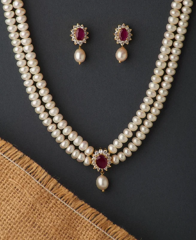 Engraved necklaces for women -Ravishing Real Pearl Necklace Set