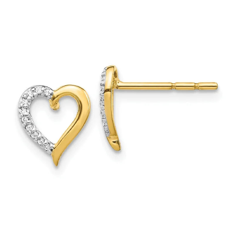 Women luxurious earrings -1/20 CTW Diamond Heart Earrings in 14KT Yellow Gold