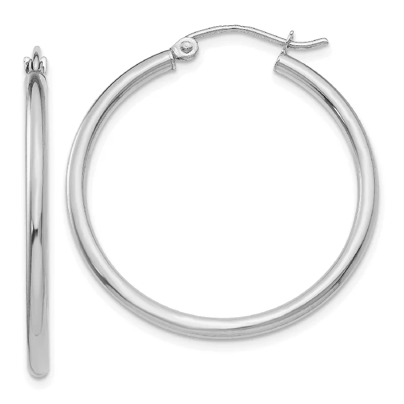 Women luxury drop earrings -14KT White Gold 30X2MM Hoop Earrings