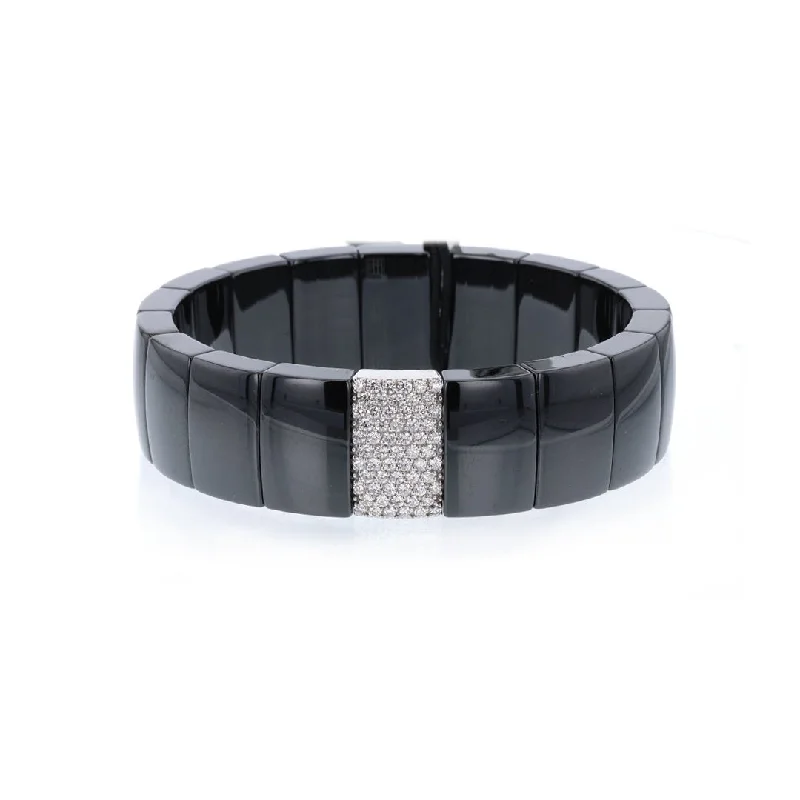 Women multi-color bangles and bracelets -1.05 ctw Diamond Ceramic Stretch Bracelet