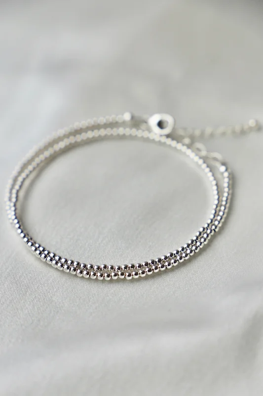 Women vintage bangles and bracelets -STERLING SILVER DOUBLE WRAP BRACELET