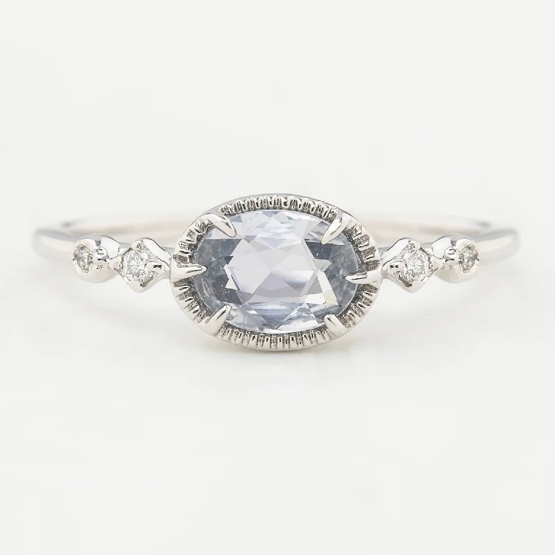 Stackable silver engagement rings for women -Stella Ring - 0.80ct Unheated Blue Sapphire, 14k White Gold (One of a kind)