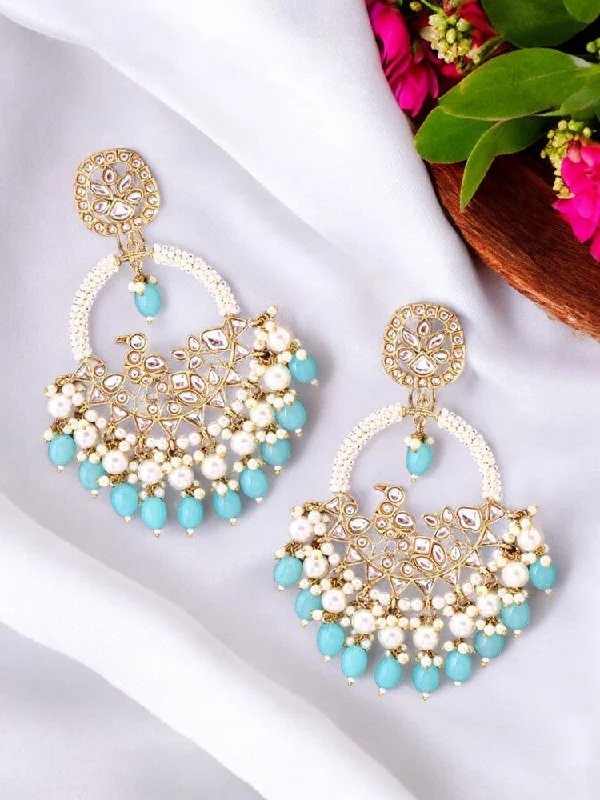 Women hoop earrings -Turquoise Nishi chandbalis