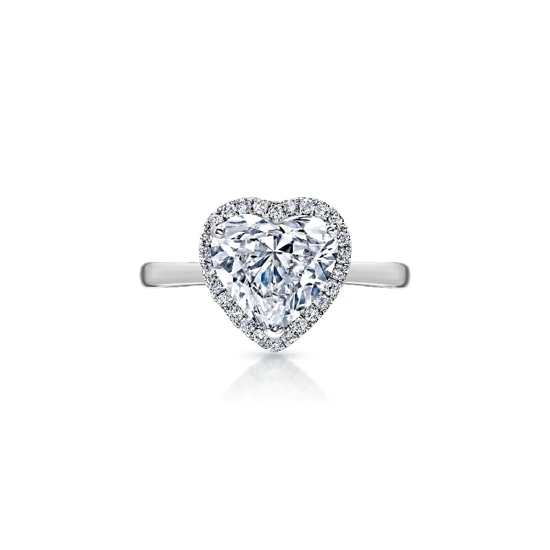 Women bold rings -Lois 3 Carat G VS2 Heart Shape Lab Grown Diamond Engagement Ring in 18k White Gold. Solitaire