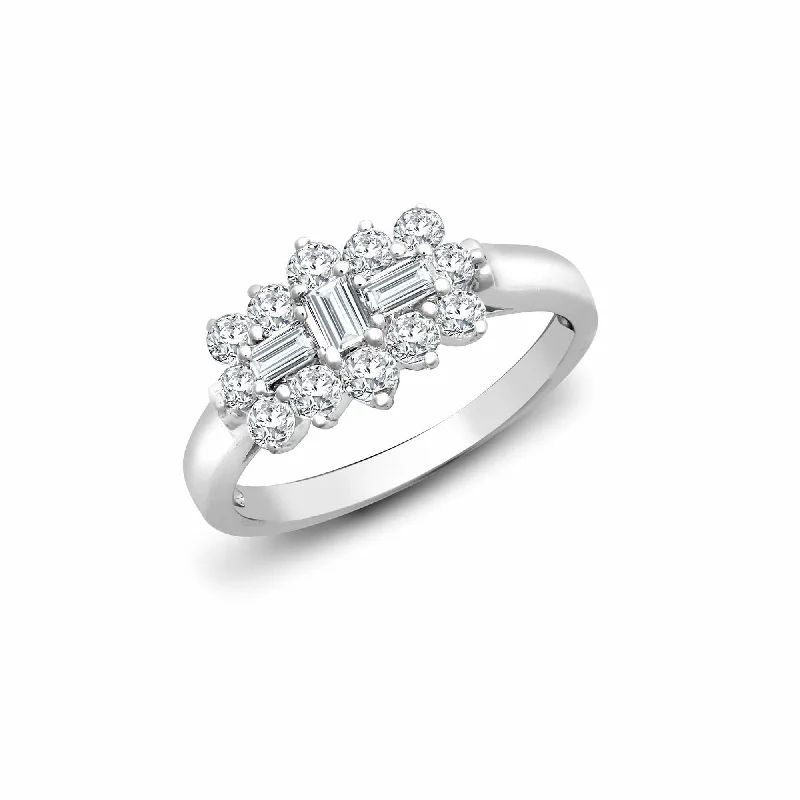 Gold engagement rings for women -18ct White 1.00ct Diamond Boat Ring