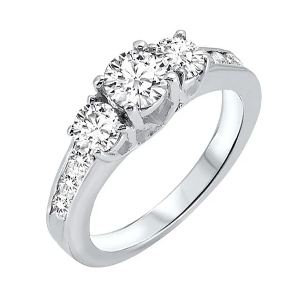 Women wide-band rings -14Kt White Gold Diamond (1 1/2Ctw) Ring