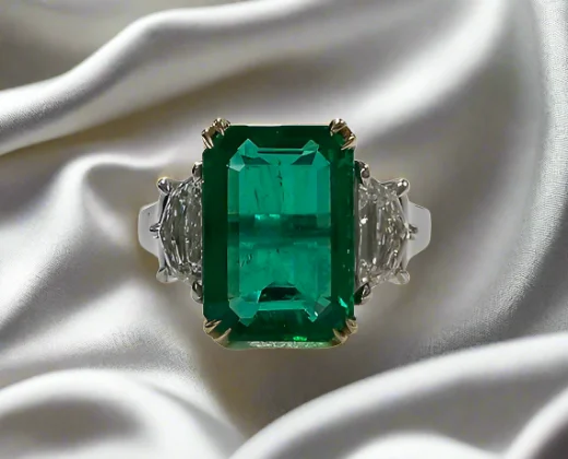 Women engraved rings -Anastasia 3.76 Emerald Cut Emerald Gemstone Ring in Platinum By Mike Nekta NYC