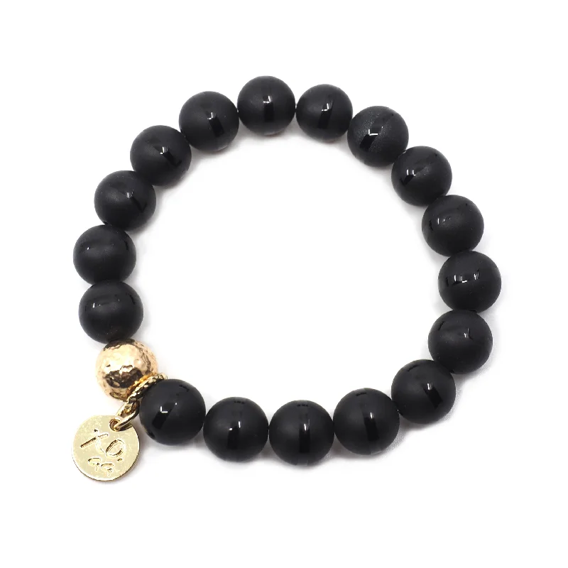 Gold bangles and bracelets for women -The Luna Bracelet in Black Onyx