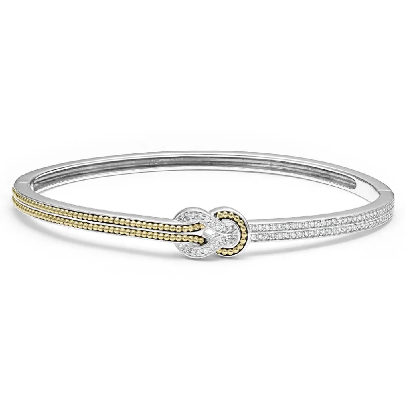 Women stylish bangles and bracelets -Lagos Newport Two Tone Knot Diamond Cuff Bracelet