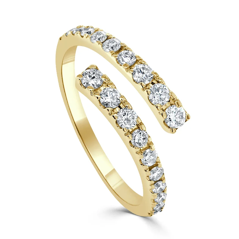 Women gold-plated rings -14K Gold & Diamond Crossover Ring