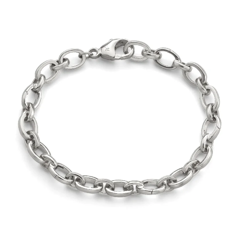 Women elegant cuff bangles and bracelets -"Audrey" Link Charm Bracelet in Sterling Silver