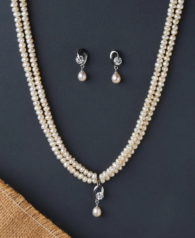 Nature-inspired necklaces for women -Simple and Elegant Real Pearl Necklace Set