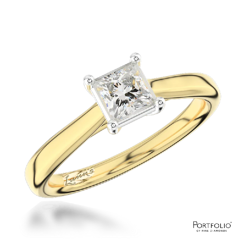 Women wedding and engagement rings -Solitaire 0.50ct G SI1 Diamond Yellow Gold/Platinum Ring