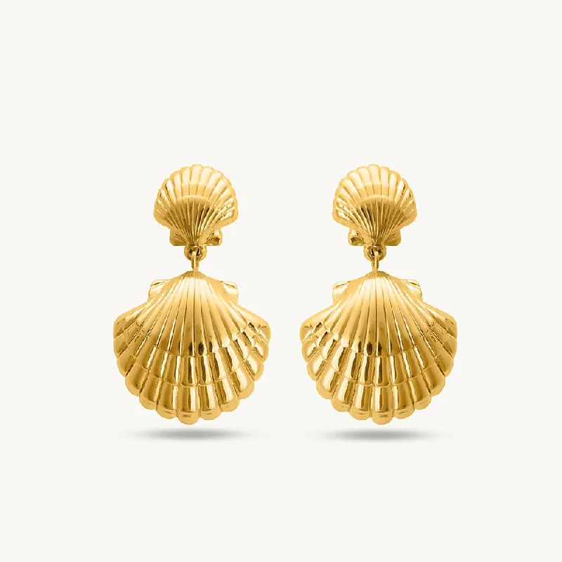 Women stacking earrings -Shell Drop Earrings