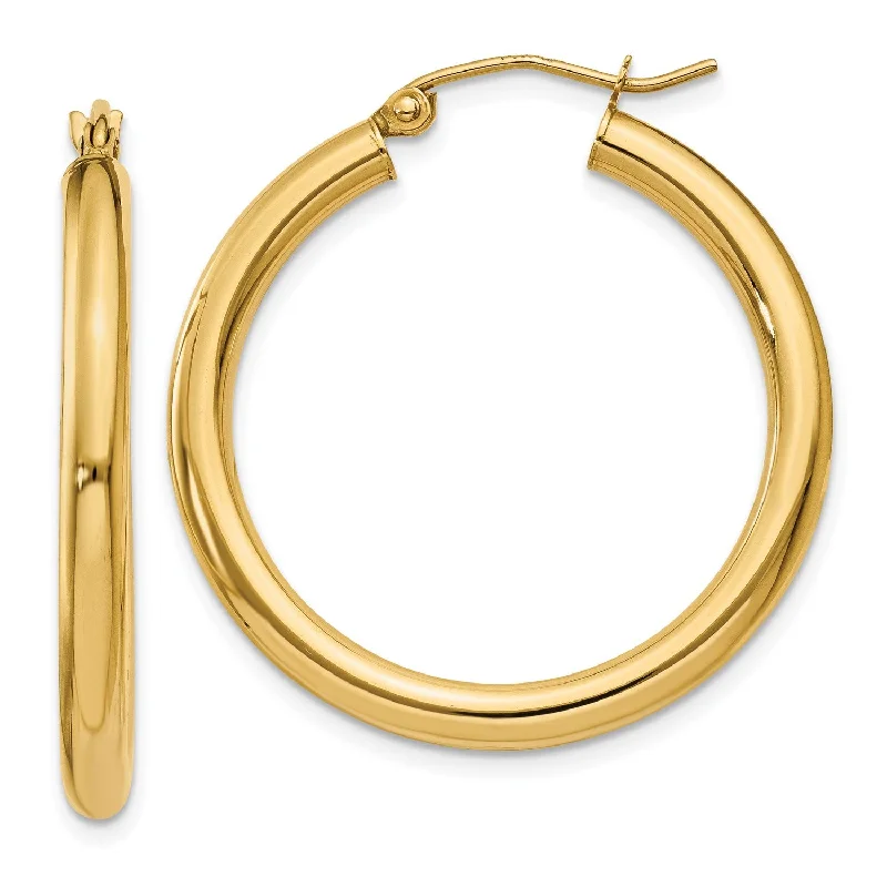 Women adjustable earrings -14KT Yellow Gold 30X3MM Hoop Earrings