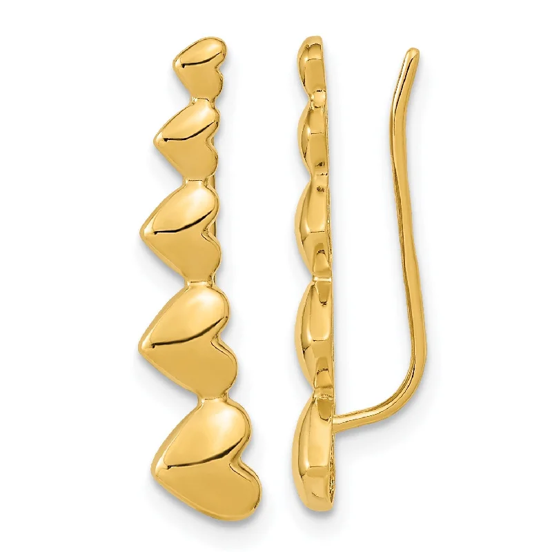 Women luxury earrings -14KT Yellow Gold 22.9X5MM Heart Ear Climber Earrings