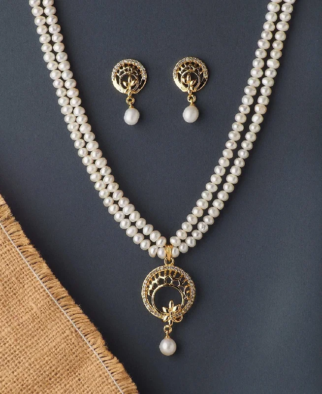 Retro-inspired necklaces for women -Trendy Real Pearl Necklace Set