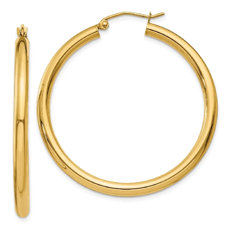 Women luxury earrings -14KT Yellow Gold 40X3MM Hoop Earrings