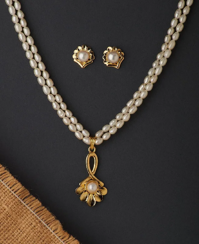 Affordable necklaces for women -Trendy Real Pearl Necklace Set