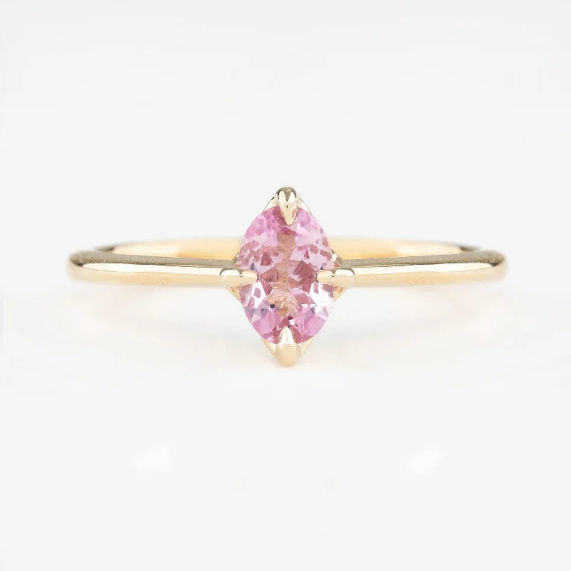 Statement cuff engagement rings for women -Alice Ring 6mm 0.60ct Light Pink Madagascar Sapphire 14K Yellow Gold