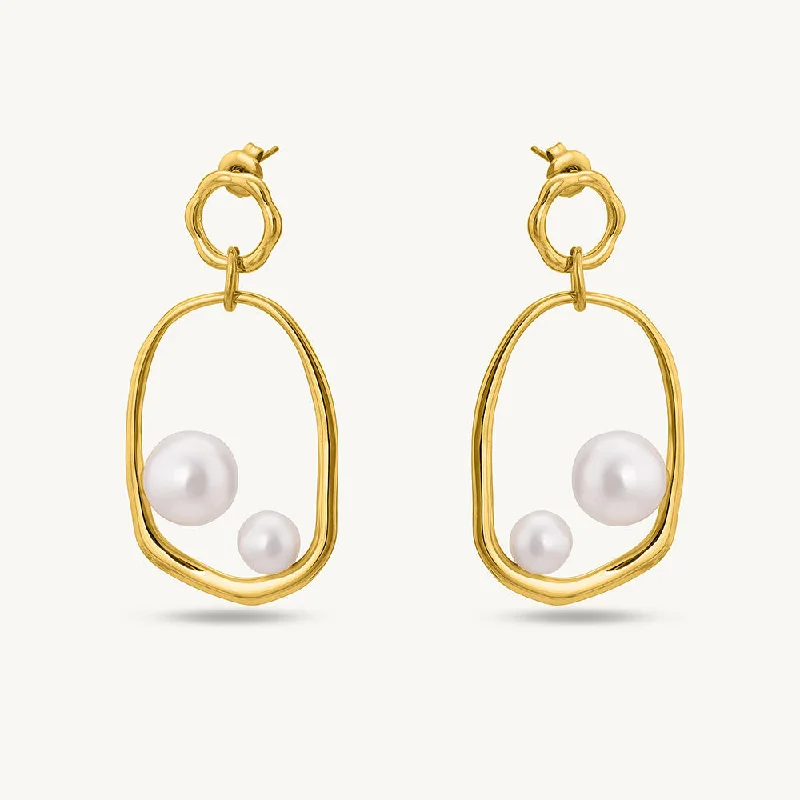 Women hoop earrings -Golden Pearl Drop Earrings