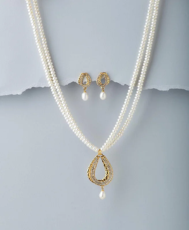 Chunky necklaces for women -Trendy Real Pearl Necklace Set