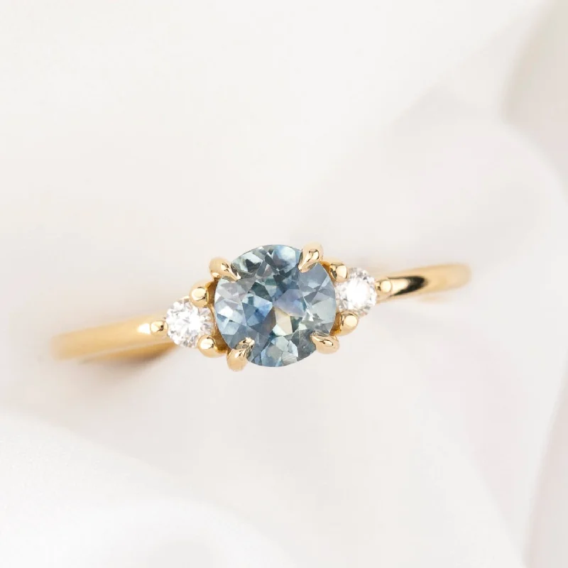 Classic bangle engagement rings for women -Emilie Ring 0.75ct Blue Green Montana Sapphire, 14k Yellow Gold (One of a kind)