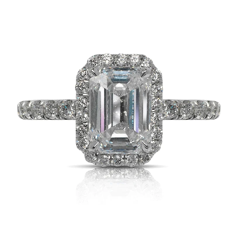 Women engagement rings -IFE 3 CARAT EMERALD CUT D COLOR VS1 CLARITY DIAMOND HALO ENGAGEMENT RING PLATINUM GIA CERTIFIED 2 CT D VS BY MIKE NEKTA