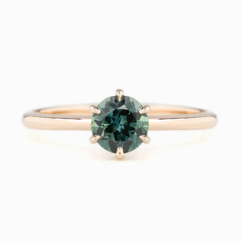 Chunky engagement rings for women -Floryn Ring 0.83ct Parti Blue Green Queensland Sapphire, 14K Rose Gold (One of a kind)