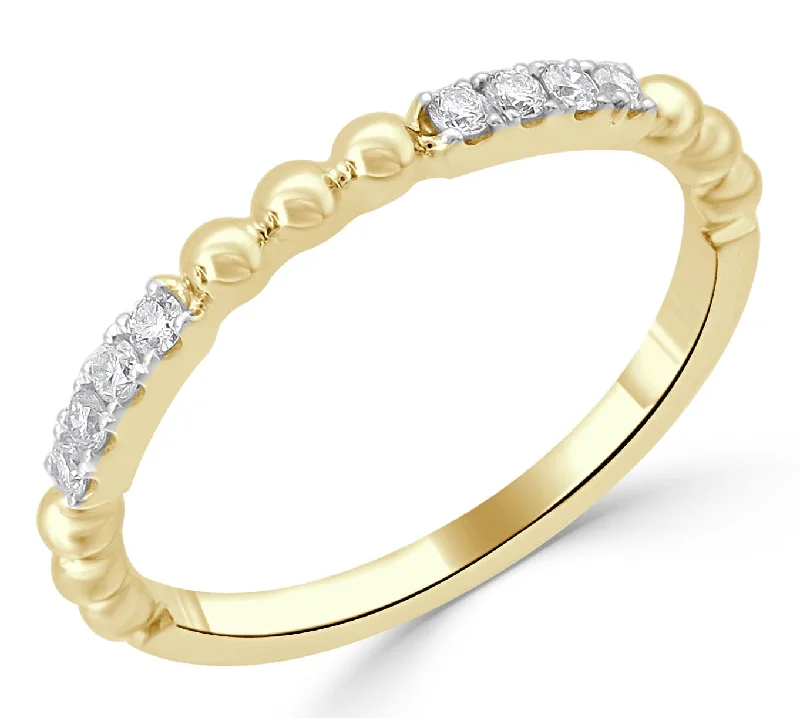 Women engagement rings -14k Gold & Diamond Beaded Ring