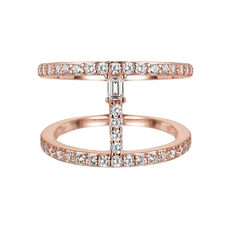 Women vintage rings -Rose Gold Bar Ring